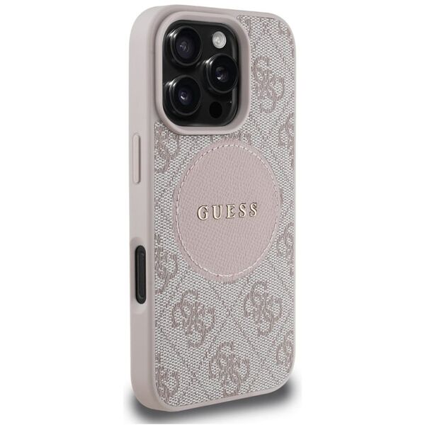 Etui Guess 4G Circle Classic Logo        MagSafe do iPhone 16 Pro Max różowy