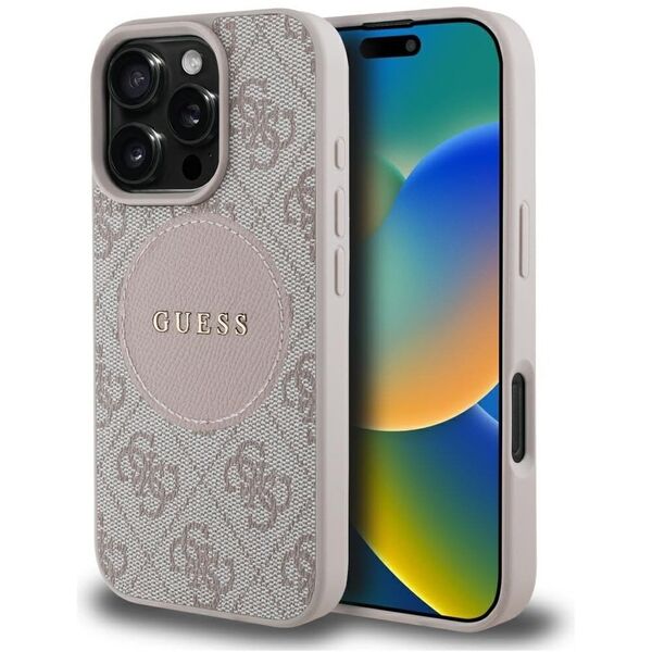 Etui Guess 4G Circle Classic Logo        MagSafe do iPhone 16 Pro różowy
