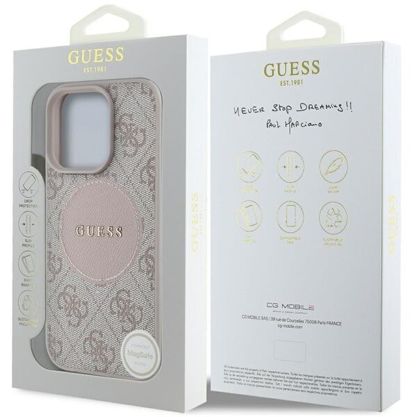 Etui Guess 4G Circle Classic Logo        MagSafe do iPhone 16 Pro różowy