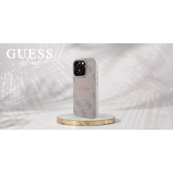 Etui Guess 4G Circle Classic Logo        MagSafe do iPhone 16 Pro różowy