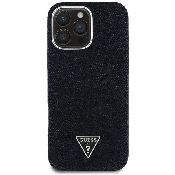Etui Guess Denim Triangle Logo MagSafe   do iPhone 16 Pro Max czarny