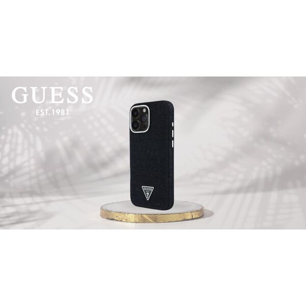 Etui Guess Denim Triangle Logo MagSafe   do iPhone 16 Pro czarny