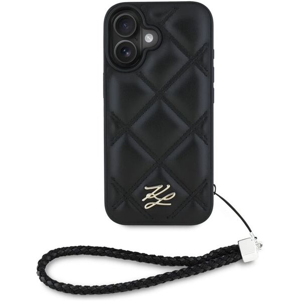 Etui Karl Lagerfeld Quilted Initial Logo & Chain Strap do iPhone 16 czarny