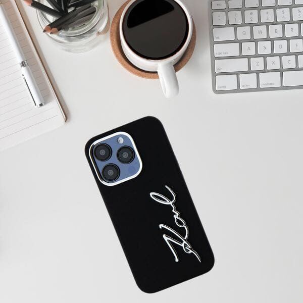 Etui Karl Lagerfeld Silicone Metal       Script Logo do iPhone 15 Pro Max czarny