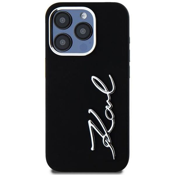 Etui Karl Lagerfeld Silicone Metal       Script Logo do iPhone 15 Pro Max czarny