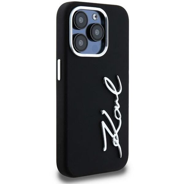 Etui Karl Lagerfeld Silicone Metal       Script Logo do iPhone 15 Pro Max czarny