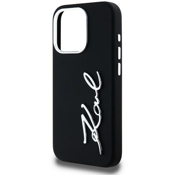 Etui Karl Lagerfeld Silicone Metal       Script Logo do iPhone 15 Pro Max czarny