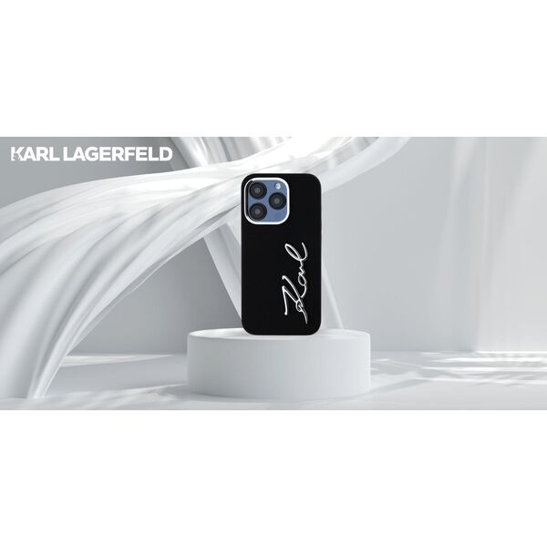 Etui Karl Lagerfeld Silicone Metal       Script Logo do iPhone 15 Pro Max czarny