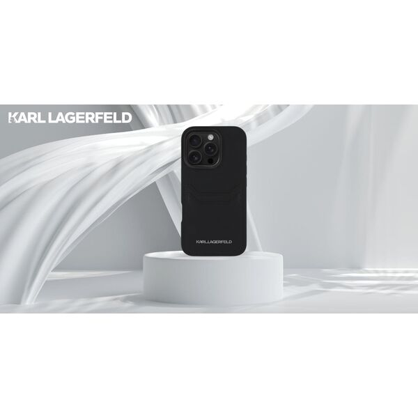 Etui Karl Lagerfeld HC Grained PU        Cardslot Metal Elong do iPhone 16 Pro czarny