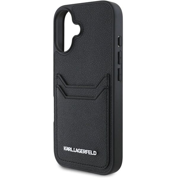 Etui Karl Lagerfeld HC Grained PU        Cardslot Metal Elong do iPhone 16 czarny