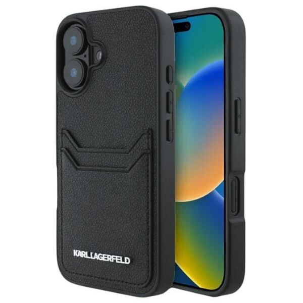 Etui Karl Lagerfeld HC Grained PU        Cardslot Metal Elong do iPhone 16 czarny