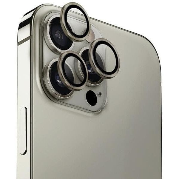 UNIQ Optix Aluminium Camera Lens Protector iPhone 16 Pro 6.3" / 16 Pro Max 6.9" titanium grey szkło na obiektyw aparatu z aplikatorem