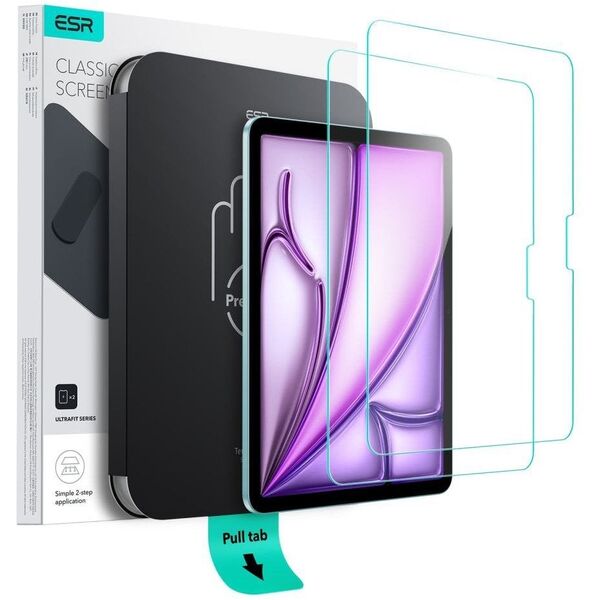 SZKŁO HARTOWANE ESR ULTRAFIT TEMPERED GLASS 2-PACK IPAD AIR 11” 6 / 7 / 2024-2025 CLEAR