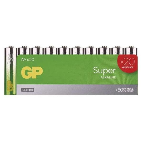 Bateria alkaliczna, AA (LR6), AA, 1.5V, GP, folia, 20-pack, Super