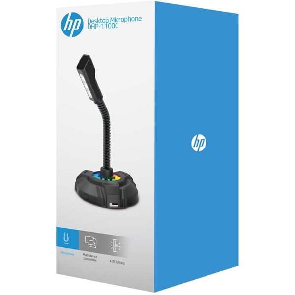 HP, komputerowy mikrofon, DHP-1100C, czarny, lampka LED USB Hub