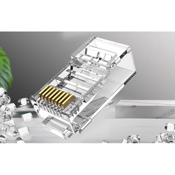 Vention IDBR0-100 wtyczka RJ-45 Srebrny, Przezroczysty