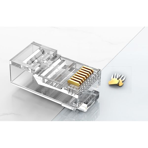 Vention IDBR0-100 wtyczka RJ-45 Srebrny, Przezroczysty