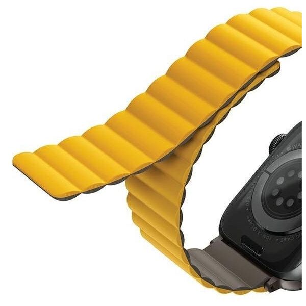 UNIQ pasek Revix Apple Watch Series 4/5/6/7/8/SE/SE2/Ultra 42/44/45mm. Reversible Magnetic musztardowy-khaki/mustard-khaki