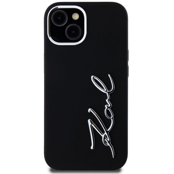 Case Karl Lagerfeld Silicone Metal Script Logo for iPhone 15 black