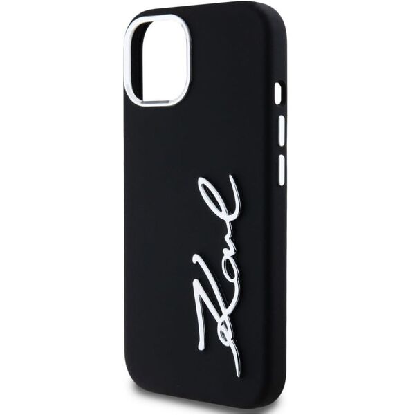 Case Karl Lagerfeld Silicone Metal Script Logo for iPhone 15 black