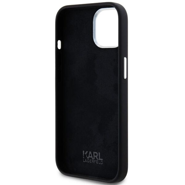 Case Karl Lagerfeld Silicone Metal Script Logo for iPhone 15 black