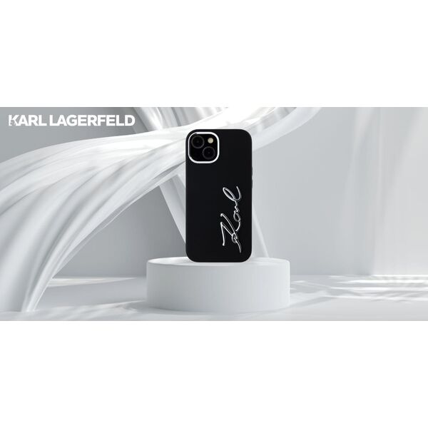 Case Karl Lagerfeld Silicone Metal Script Logo for iPhone 15 black