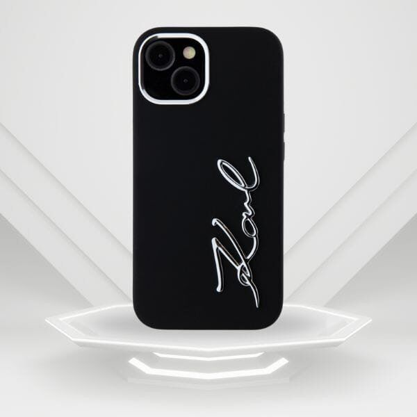 Case Karl Lagerfeld Silicone Metal Script Logo for iPhone 15 black