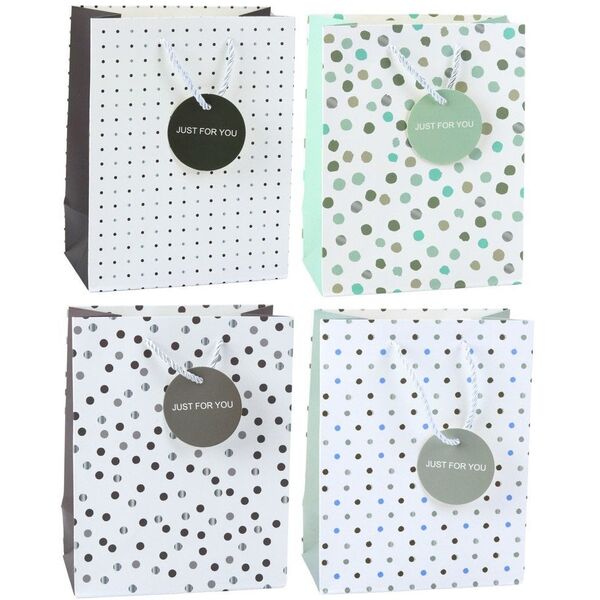 Torba Prezentowa Z Kropkami Napis Just For You 23 x 18 x 10,5 cm