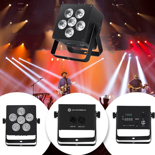 LIGHT4ME ACCU PAR RGBWA-UV reflektor 4400 mAh efekt świetlny 6x6W LED