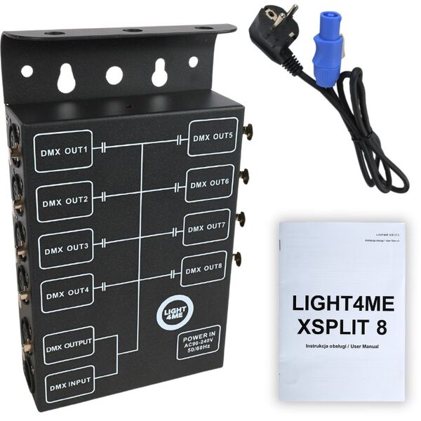 LIGHT4ME XSPLIT 8 rozdzielacz sygnału DMX splitter 8-kanałowy uchwyt montażowy
