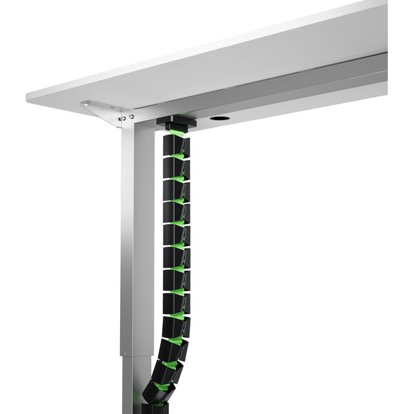 Organizer kabli, G�sia szyja z magnetycznym mocowaniem, czarno-zielony, 1285mm, do sto��w z regulacj� wysoko�ci, Powerton