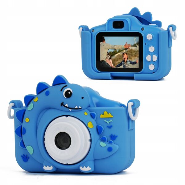 Aparat Cyfrow 48mp Kamera 1080p Dla Dziecka 5x Gry Mp3  Xrec X2 / Dinozaur Niebieski