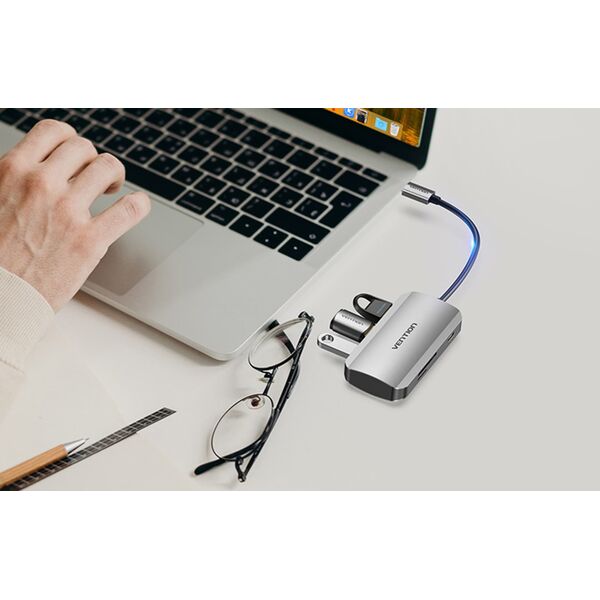 Vention TNDHB huby i koncentratory USB Type-C 5000 Mbit/s Szary