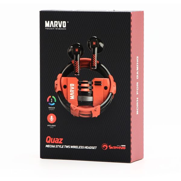 Marvo QUAZ, Słuchawki TWS, metalowe etui, USB-C