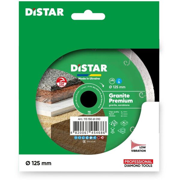 DISTAR TARCZA DIAMENTOWA GRANITE PREMIUM 125 x 1,5 x 8 x 22,23mm