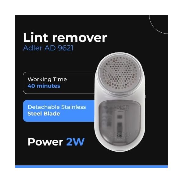 Adler | Lint Remover | AD 9621 | White | Rechargeable battery | 2 W