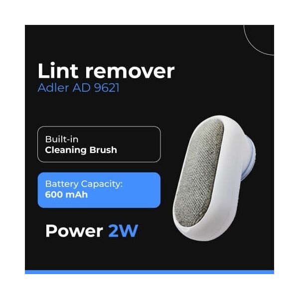 Adler | Lint Remover | AD 9621 | White | Rechargeable battery | 2 W
