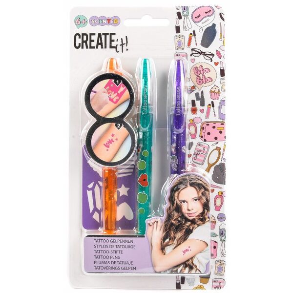 Στυλό για δημιουργία τατουάζ 3τμχ μιξ CREATE IT!