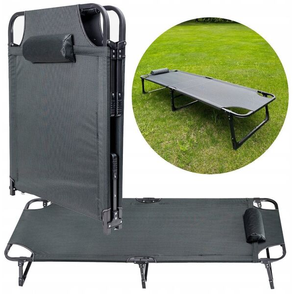 Πτυσσόμενο κρεβάτι κάμπινγκ PLATINET 800D OXFORD, 185X65X30 CM ΣΚΟΥΡΟ ΠΡΑΣΙΝΟ 46143