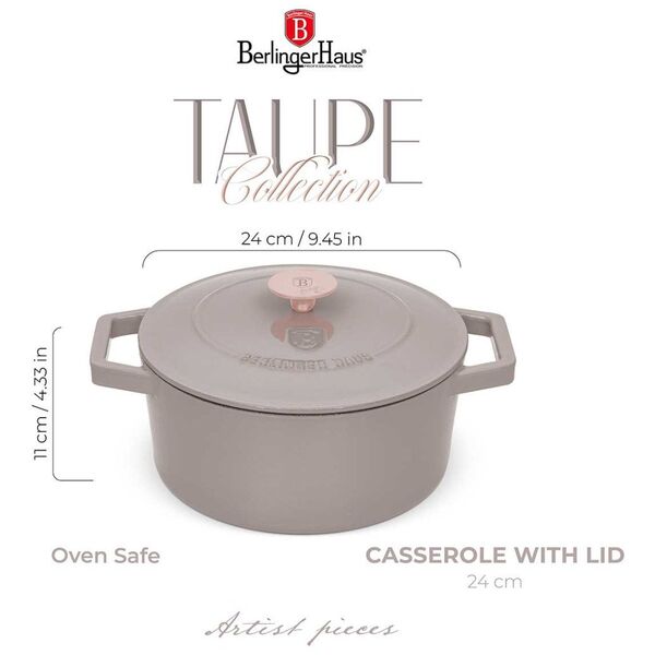 Χυτοσίδηρο Κατσαρόλα 24cm 4,35l Berlinger Haus Bh-6525 Taupe Lumarko!
