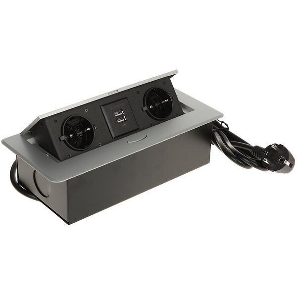 LISTWA ZASILAJĄCA MEBLOWA FPS-2S2U/CABLE (2 GNIAZDA + 2  USB)