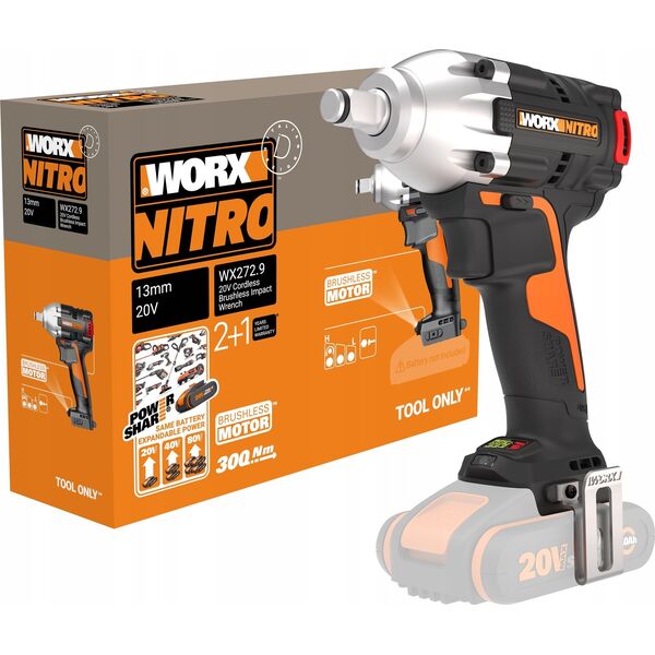 Klucz udarowy Worx Bezszczotkowy Klucz udarowy WORX WX272.9 20V 300Nm