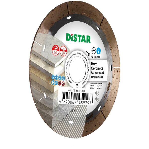 Δίσκος Διαμαντιών Distar Hard Ceramics Advanced 115 x 1,6 x 10 x 22,23mm