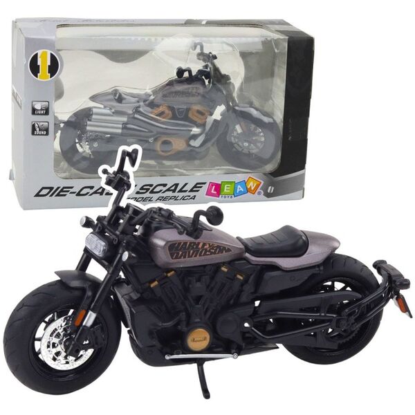 Μοτοσικλέτα Chopper Μεταλλική Φώτα Ήχοι Μαύρο Γκρι Στοιχεία 1:12