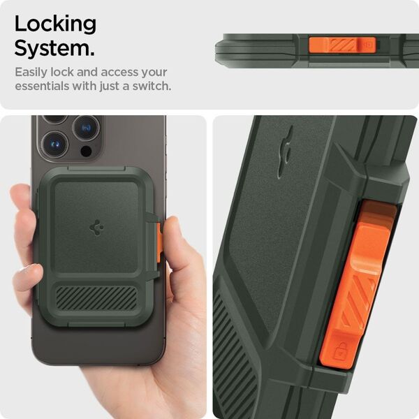 SPIGEN LOCK FIT MAGSAFE UNIVERSAL ΜΑΓΝΗΤΙΚΗ ΘΗΚΗ ΚΑΡΤΩΝ ΣΤΡΑΤΙΩΤΙΚΟ ΠΡΑΣΙΝΟ