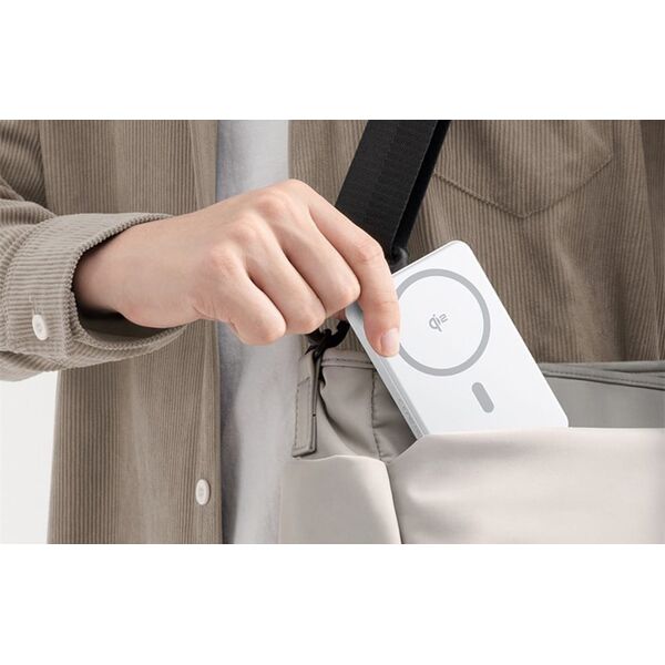 Powerbank Baseus Airpow II 10000mAh Qi2 με MagSafe 22,5W με καλώδιο Baseus Simple Series USB-C - USB-C 20V/3A (30cm) - λευκό