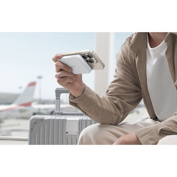 Powerbank Baseus Airpow II 10000mAh Qi2 με MagSafe 22,5W με καλώδιο Baseus Simple Series USB-C - USB-C 20V/3A (30cm) - λευκό