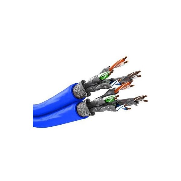 Καλώδιο δικτύου CAT 7A duplex, S/FTP (PiMF), μπλε - Μήκος καλωδίου 50 μ