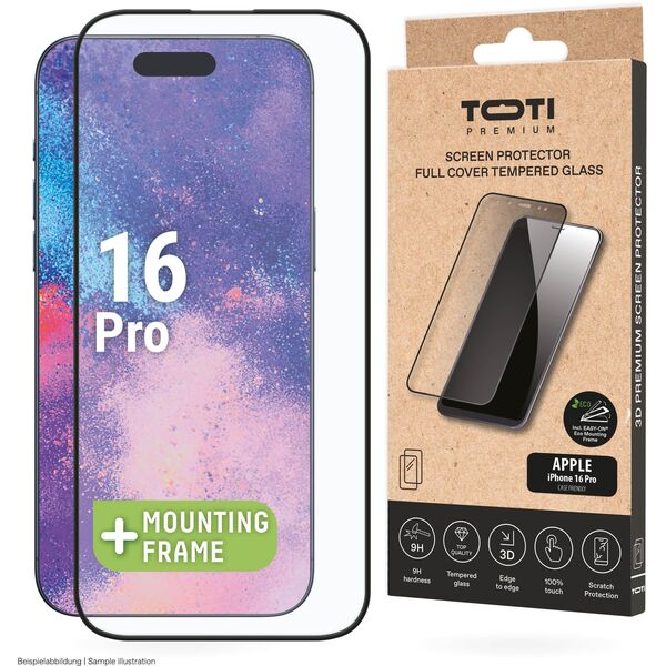 Toti PREMIUM TEMPERED γυαλί προστασίας οθόνης 3D πλήρους κάλυψης για Apple iPhone 16 Pro