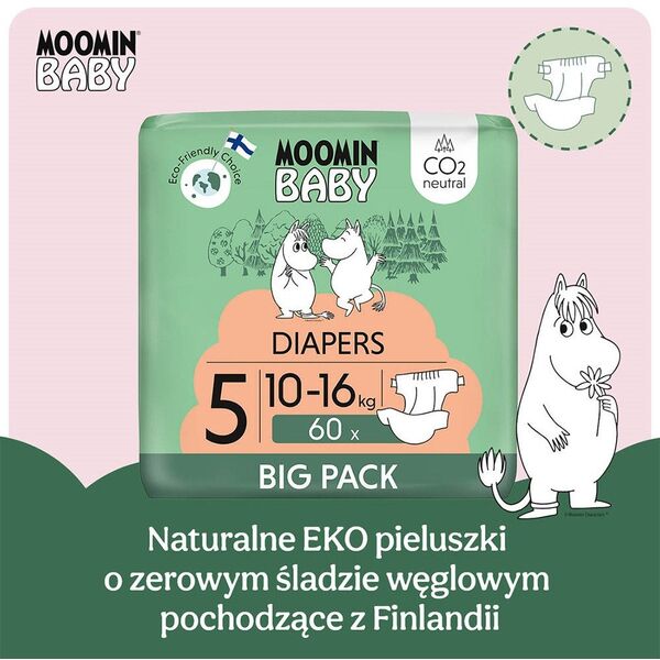 MOOMIN Baby, Πάνες 5 MAXI (10-16kg), 60 τεμ. EKO BIG PACK
